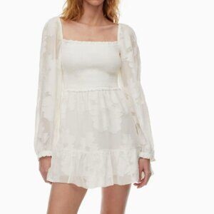 Wilfred Aritzia Tempest Smocked Jacquard Mini Dress in Soft Iris Purple Size XS